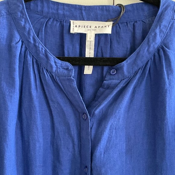 NEW - APIECE APART Linen Mini Dress in Lapis Blue Blue Size 4 - Picture 5 of 7